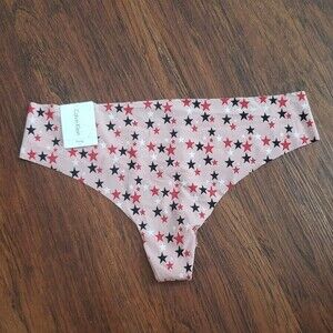 Calvin Klein Pink Star Thong Panty Size Large Chic Feminine Trendy Seamless New